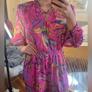 Anthropologie Pink and Multicolor Floral Dress